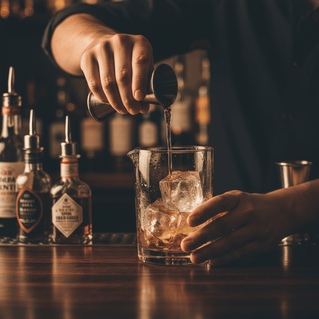 Craft cocktail preparation at Joynt bar counter